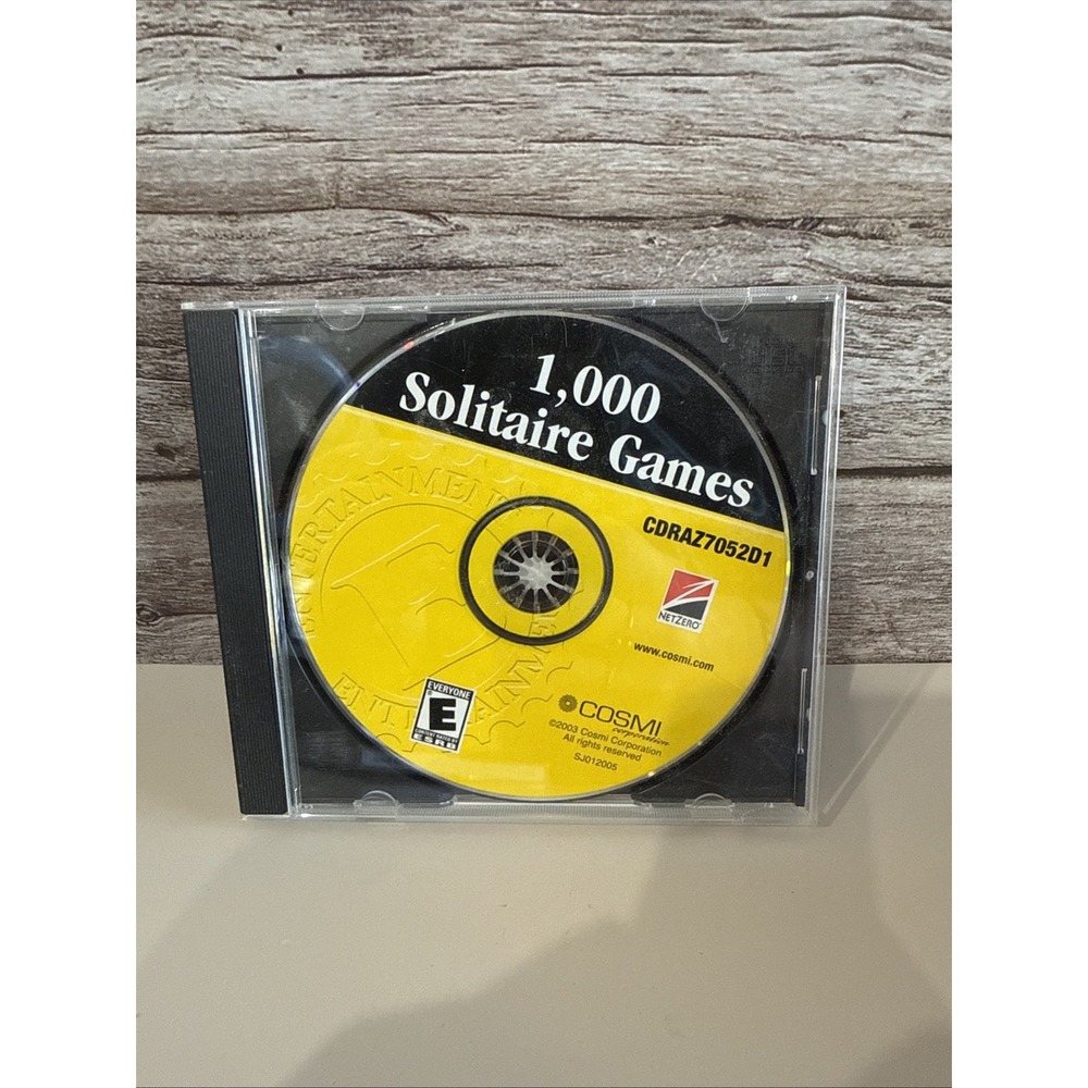 1000 Solitaire Games PC CD-ROM Software Game by Cosmi 2003